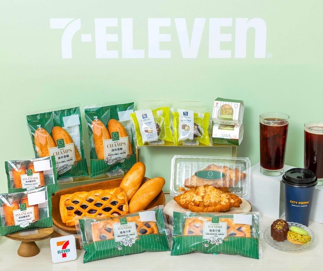 7-ELEVEN首次攜手今年網路聲量討論熱烈的法式甜點名店「WUNIQUE吳一無二」，推出現烤烘焙、麵包、甜點、酷聖石霜淇淋等8款獨家聯名商品。（圖／超商提供）