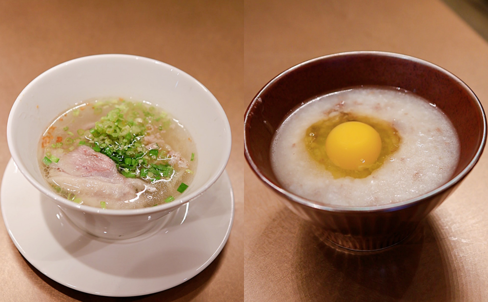 明星料理「古早味鵝湯麵」與「牛肉滑蛋醒酒粥」。（圖／記者郭宣暄攝）