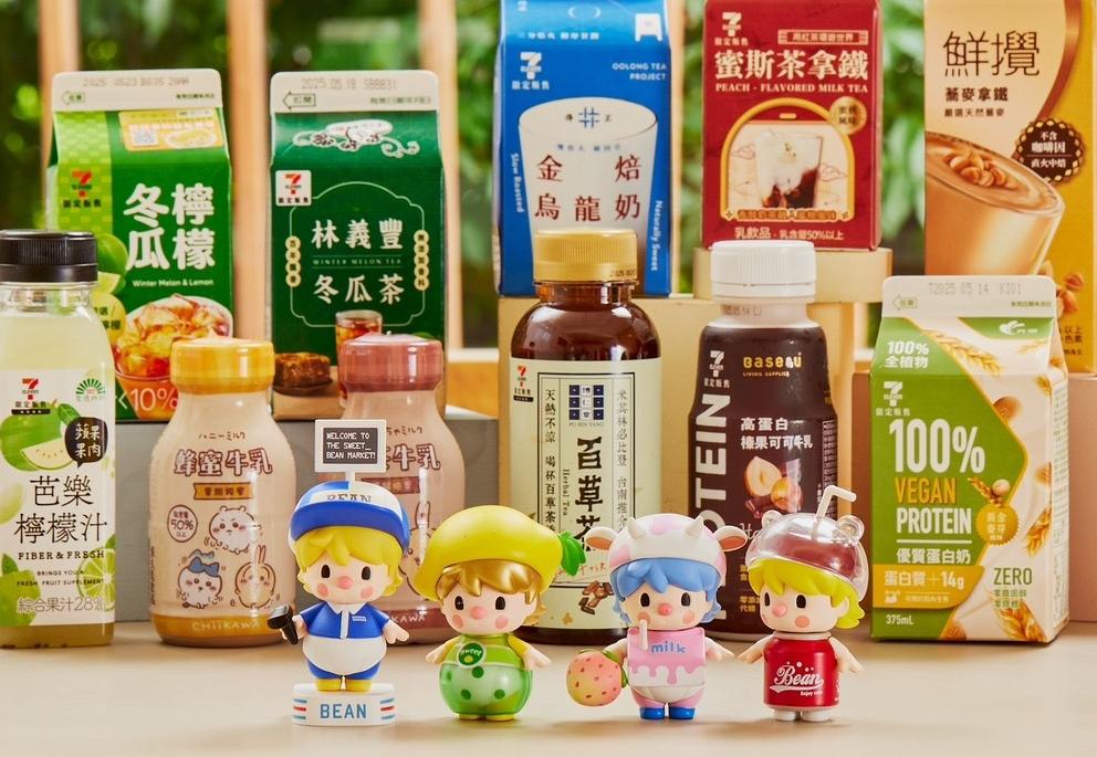 7-ELEVEN飲料抽抽樂、全店精品首度攜手泡泡瑪特推小甜豆系列。（圖／超商提供）