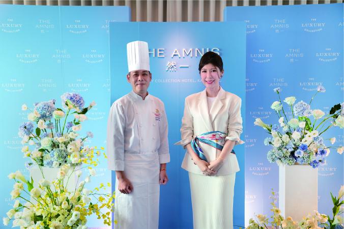 然一酒店總經理賈璧羽(右)與主廚。（酒店提供）