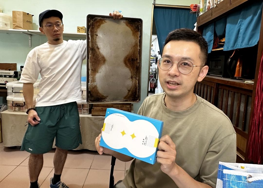 王西勢與金桃家聯名大福包裝上的葫蘆圖案，靈感來自祖父傳下來的水果餅烤盤。（記者劉婉君攝）