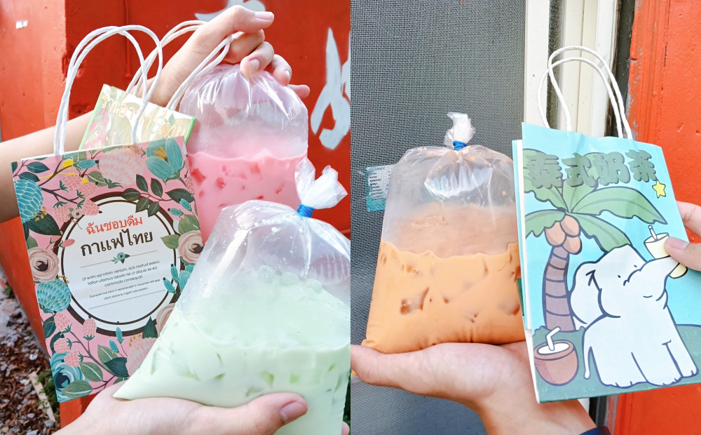 一大袋700cc份量的泰式飲品，加上大量冰塊相當消暑。（圖／民宿女王芽月提供）