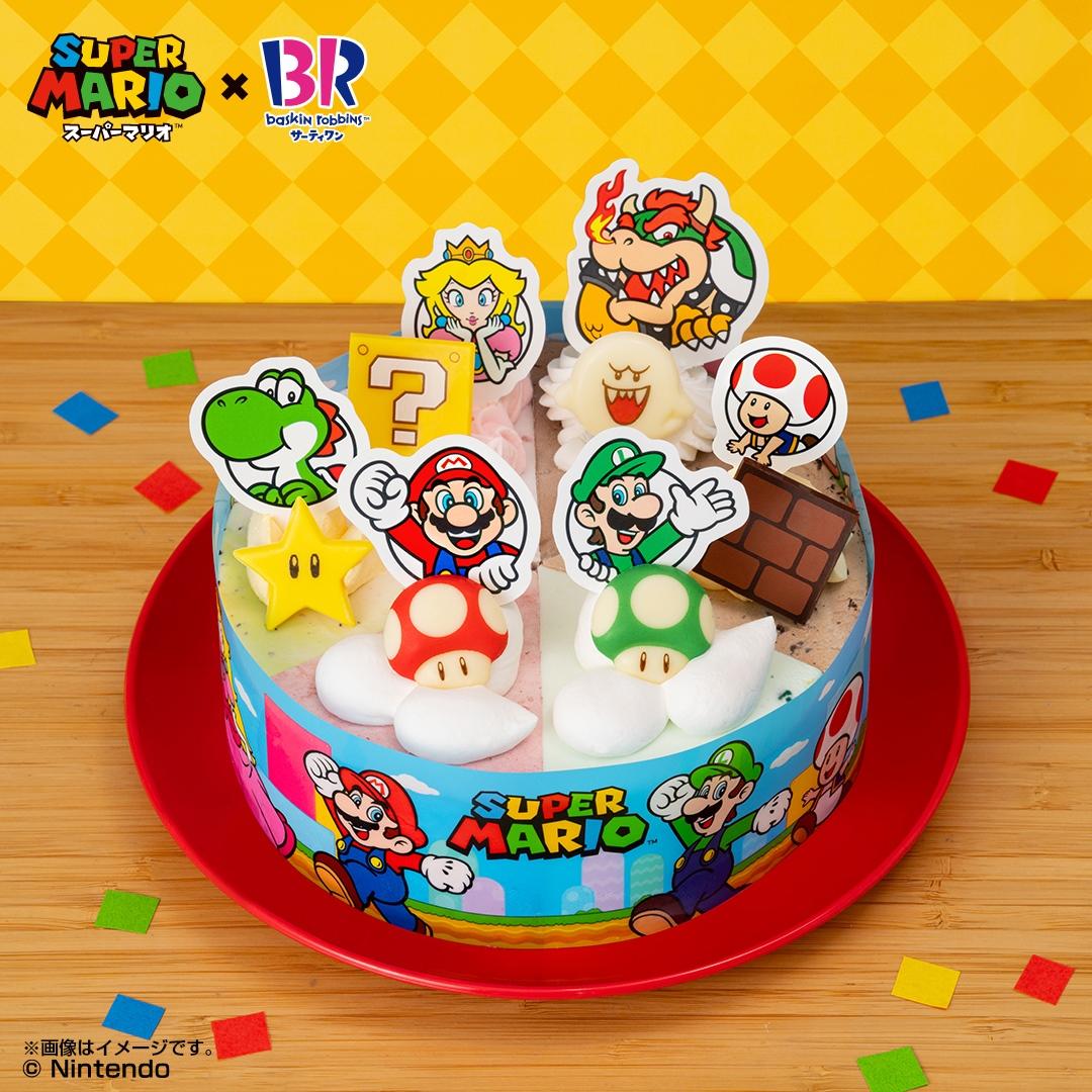 31冰淇淋聯名「超級瑪利歐」限時登場！「超級瑪利歐 6色調色盤 冰淇淋蛋糕」1390元。（圖／翻攝自日本31冰淇淋IG）