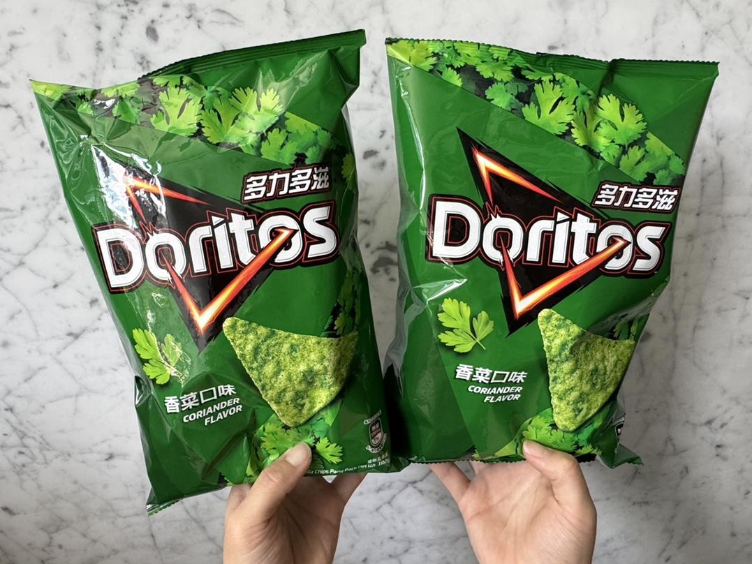 全聯「多力多滋玉米片-香菜口味102g」9/25前單包40元，2包特價76元。（圖／業者提供）