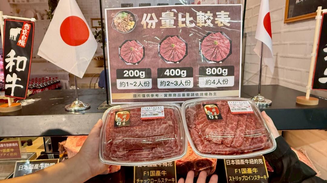 家樂福提供不同份量盒裝的日本F1國產牛。（圖／業者提供）