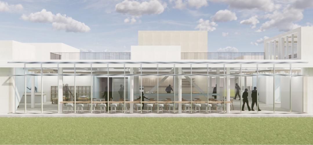 「理想食光 FOODIE」整棟建築以優雅簡潔的白色系為主體，結合現代設計語彙與自然環境呼應。（圖／理想食光FOODIE提供）