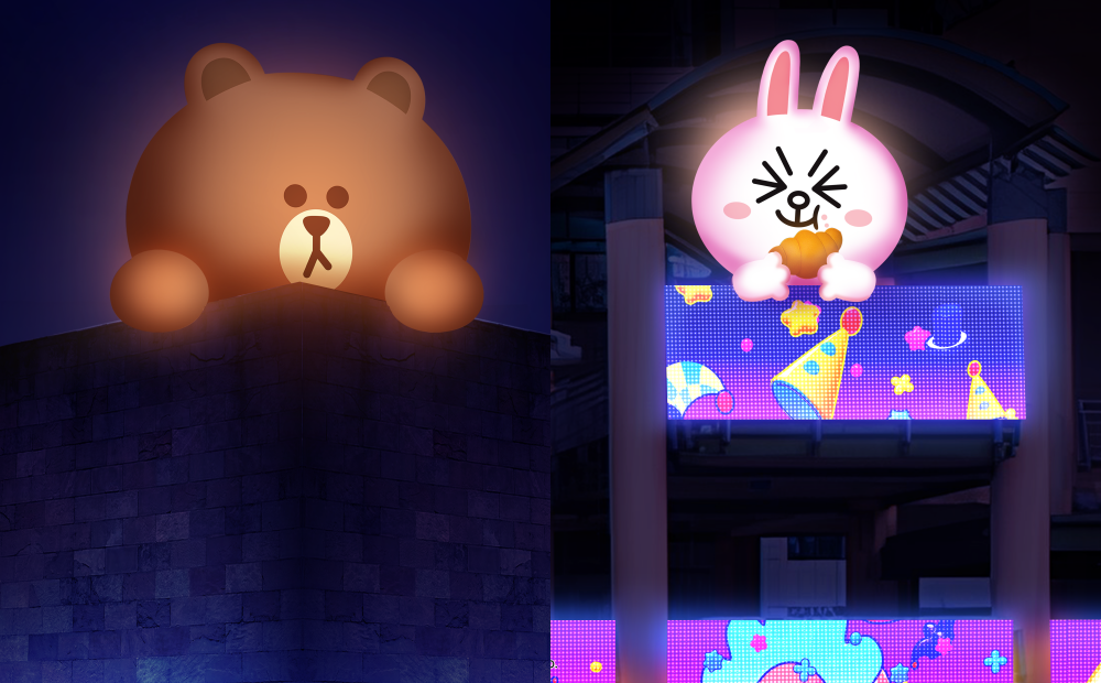 位於市民廣場的耶誕萌友熊大、兔兔隆重登場。（圖／新北觀光局提供）