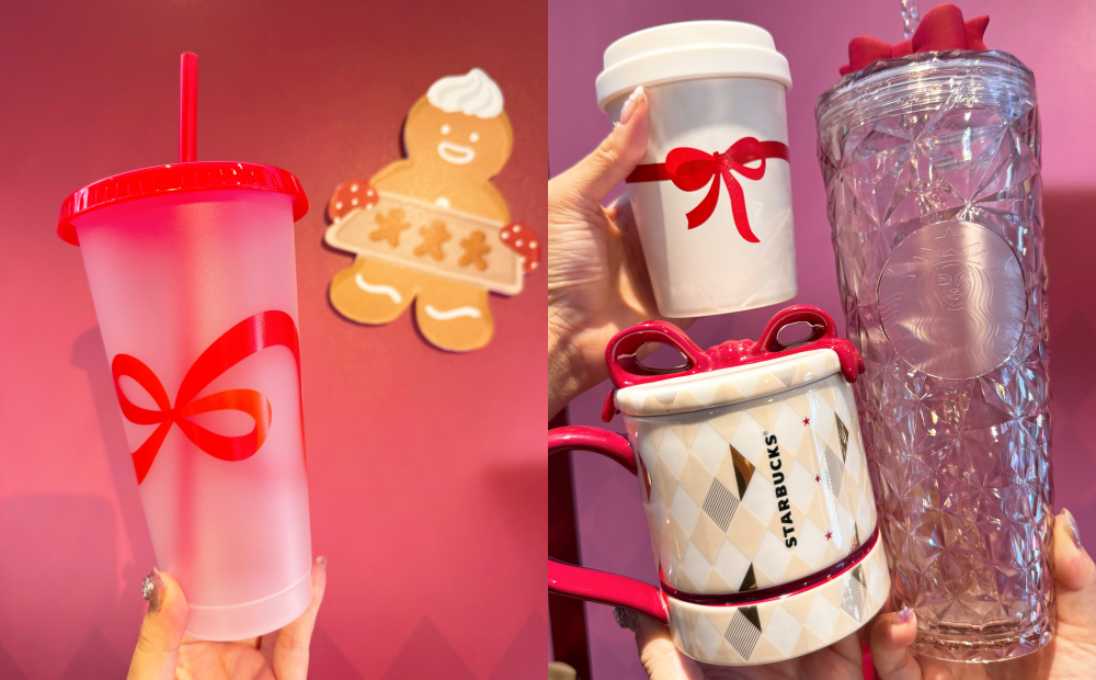 應景典雅的耶誕紅色緞帶與蝴蝶結等元素巧妙融入設計,更搭配經典針織紋立體浮雕工藝。(圖/記者郭宣暄攝)