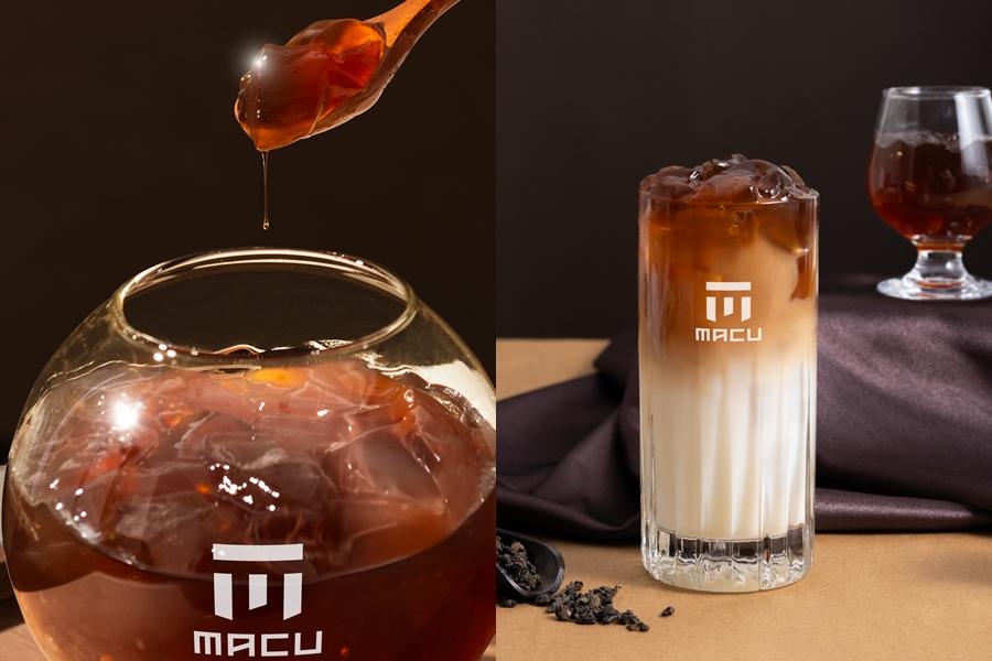 麻古茶坊全新配料「紅萱粉粿」10元，同步推出4款推薦飲品。（圖／品牌提供）