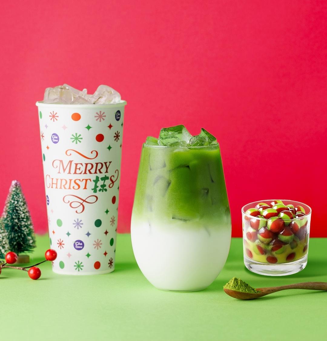 日出茶太靜岡抹茶系列飲品升級回歸，同步推出兩大全新配料「雙色抹茶紅豆湯圓」與「紫薯雲頂奶蓋」。（圖／品牌提供）