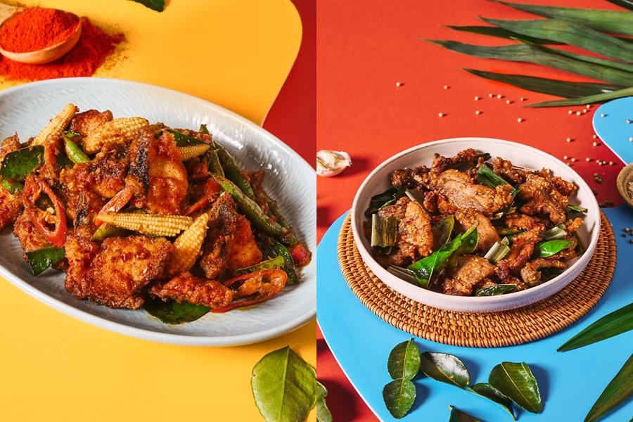 饗泰多泰式風格餐廳推出冬季新菜「濃香紅咖哩魚片」及「泰炸香料豬」。（品牌提供）