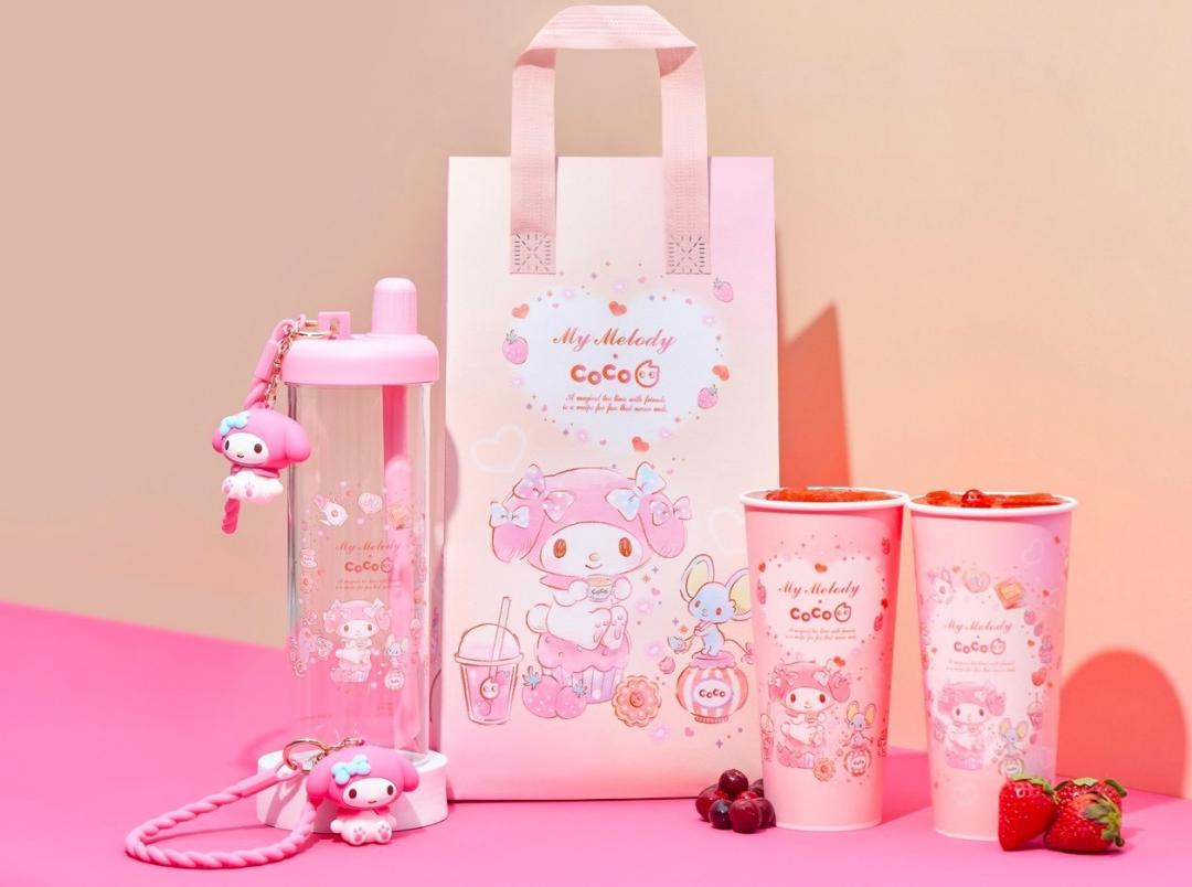 CoCo都可×美樂蒂夢幻聯名，打造多款甜心周邊及飲品。（品牌提供）