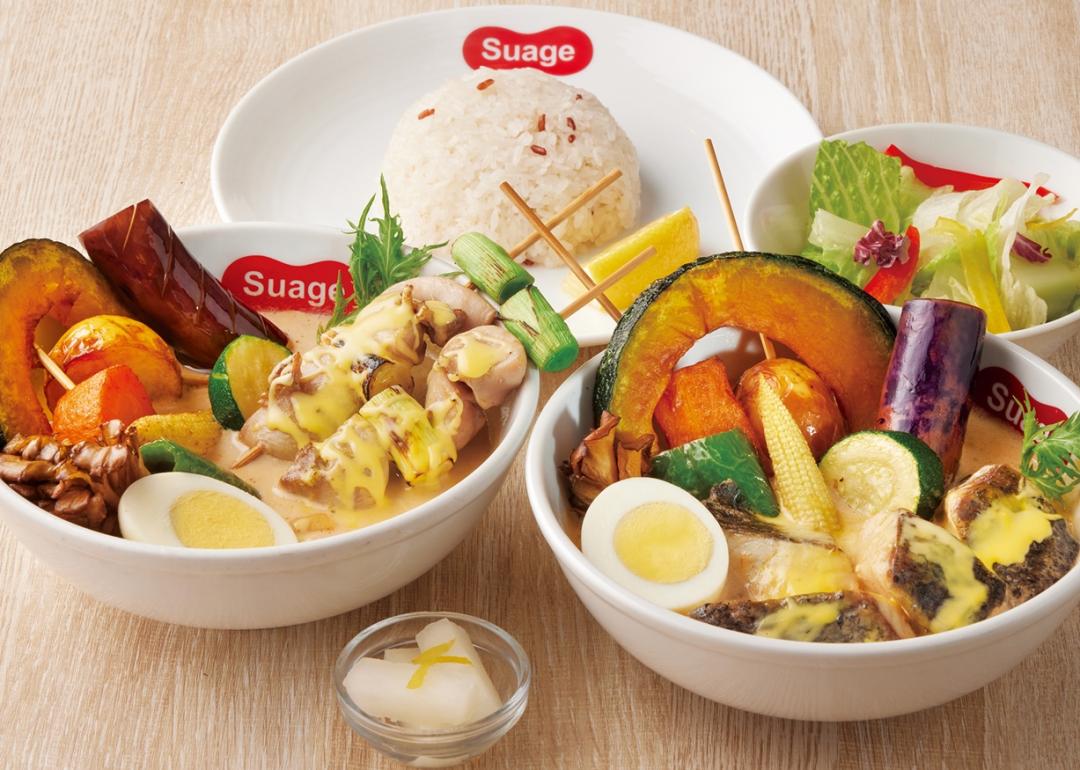 Suage北海道湯咖哩推出鱸魚起司牛奶湯咖哩420元，烏魚腱起司牛奶湯咖哩390元。（品牌提供）