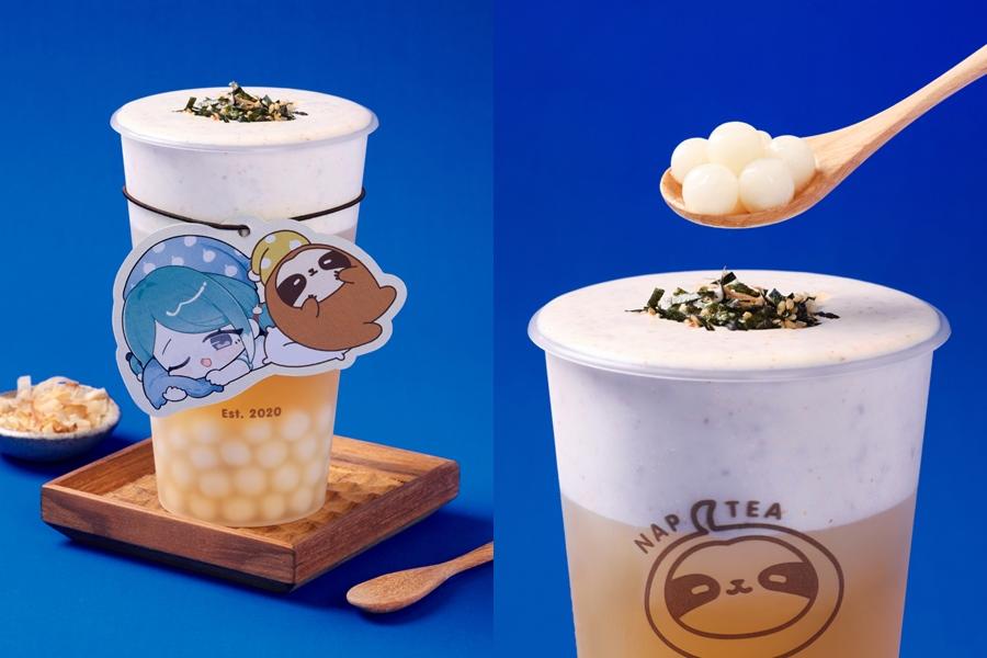 百萬YouTuber滴妹創立的飲料品牌「再睡5分鐘」4/1起推出「茶泡飯奶蓋」，當天同步於Uber Eats、Foodpanda一日限時販售。（品牌提供）