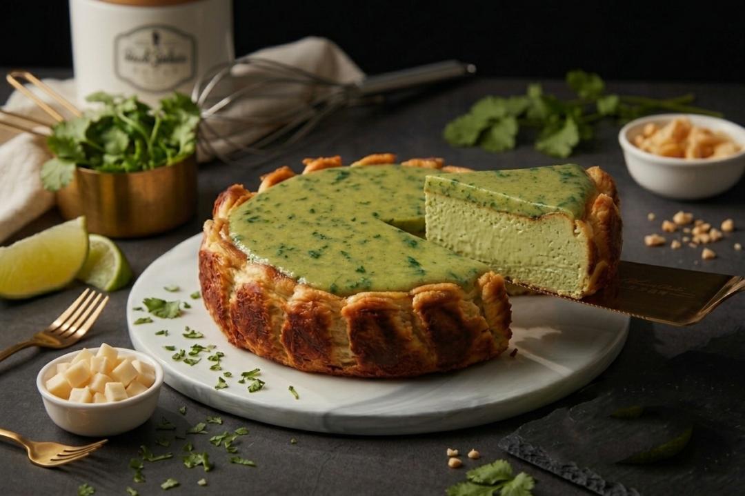 起士公爵全新「香菜花生熟成巴斯克」以台灣經典「香菜花生捲冰淇淋」為靈感，將熟悉的街頭滋味轉化為熟成巴斯克乳酪蛋糕。（品牌提供）