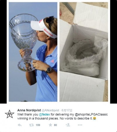 高爾夫》悲劇！ LPGA獎盃運回老家竟成碎片