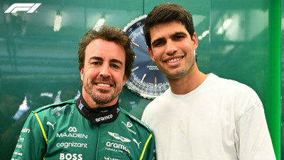 網球》西國雙雄相見歡！球王艾卡拉茲探班F1車手阿隆索