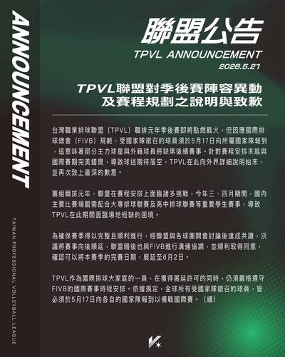 TPVL》國家隊球員打不了季後賽 聯盟說明原由：再給一次機會…