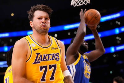 NBA》東契奇28分、新中鋒凱斯勒100％命中率砍26分 湖人痛宰勇士