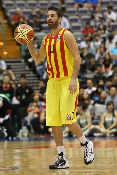 巴塞隆納隊明星後衛納瓦羅。（記者陳志曲攝）