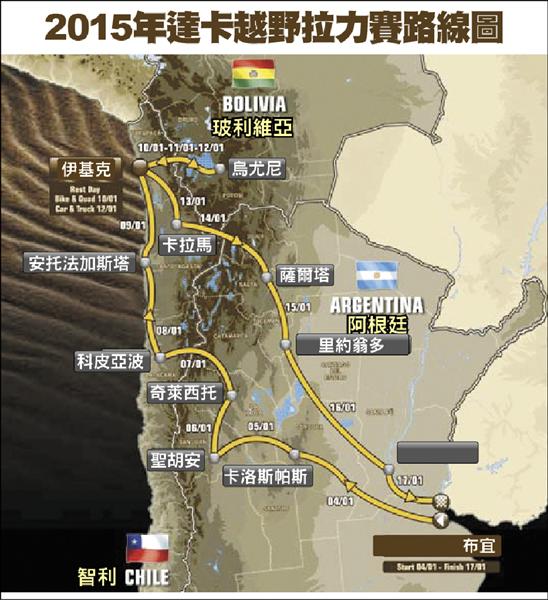 2015年達卡越野拉力賽路線圖 2015年達卡越野拉力賽路線圖