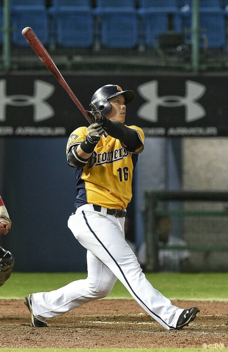 兄弟周思齊敲出2分砲。（記者陳志曲攝）