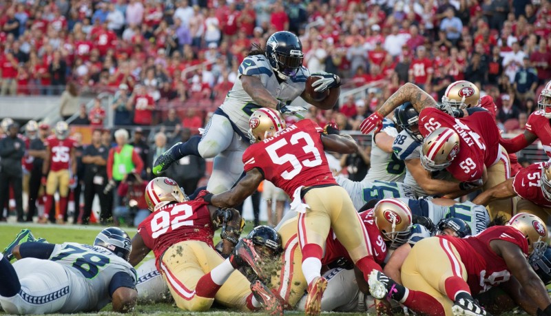 林區飛越人群達陣。（USA Today）