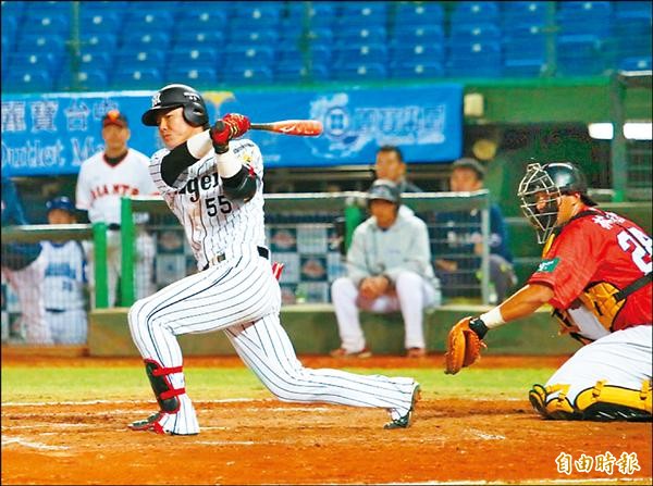 阪神內野手陽川尚將。(記者郭羿婕攝) 阪神內野手陽川尚將。(記者郭羿婕攝)