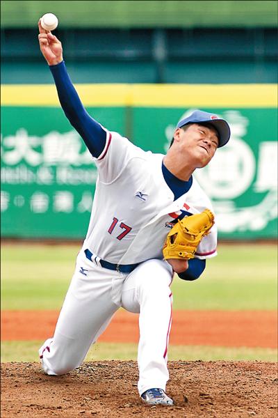 台灣培訓隊先發投手廖乙忠,昨先發4局僅失1分。(中職提供) 台灣培訓隊先發投手廖乙忠,昨先發4局僅失1分。(中職提供)