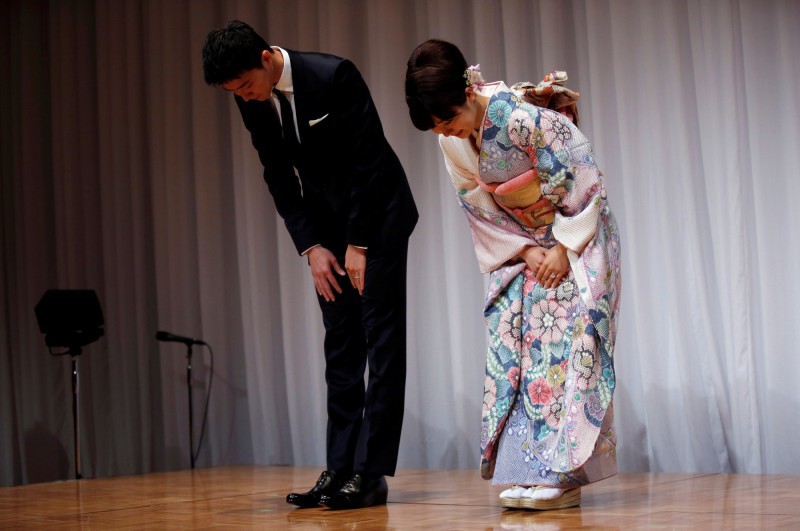 江宏傑與福原愛。（路透）