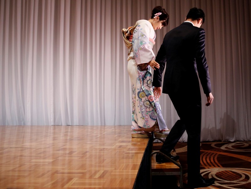 江宏傑與福原愛。（路透）