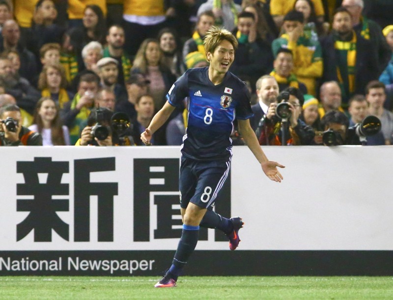 原口元氣開賽5分鐘先下一城。（路透社）
