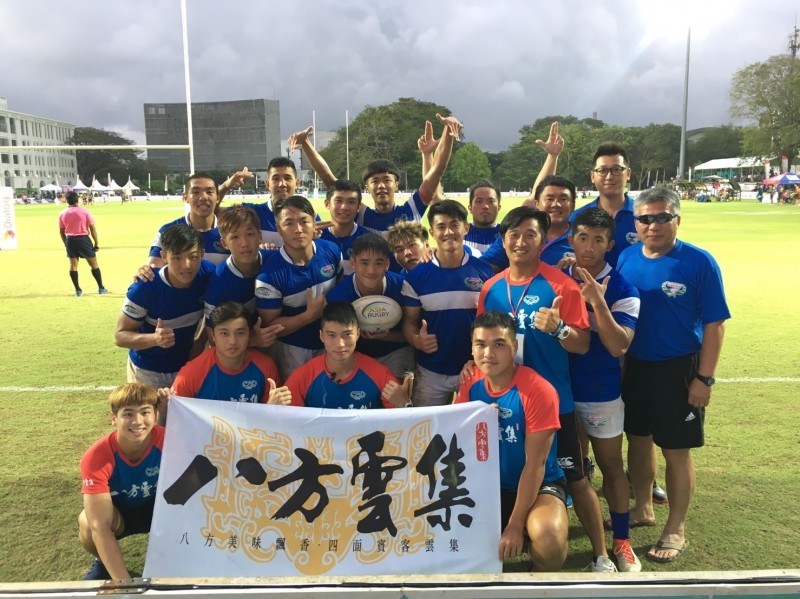 台灣隊於2016七人制橄欖球亞洲巡迴賽奪下第7名，免於被降級的命運。（教練李建霖攝）
