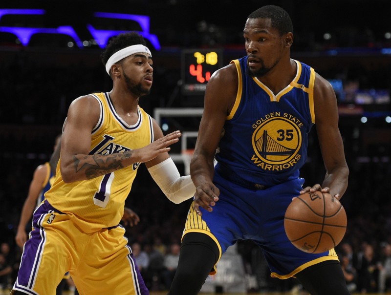 杜蘭特今貢獻27分全隊最佳。（USA Today Sports）