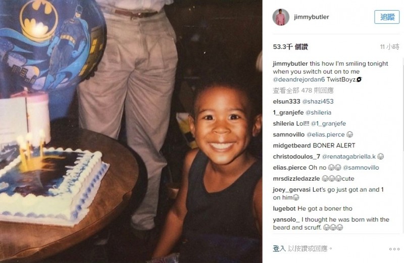 喬丹的小時候的照片。（取自巴特勒Instagram）