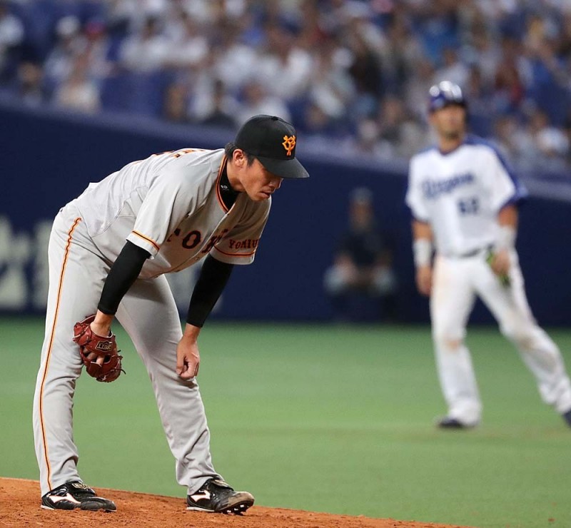 吉川光夫僅投3局狂失8分皆責失，承擔敗投。（取自巨人推特）