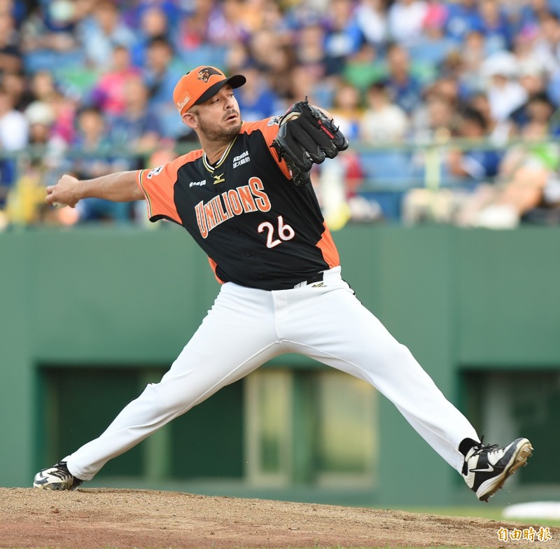 統一先發投手布魯斯。（資料照，記者廖振輝攝）