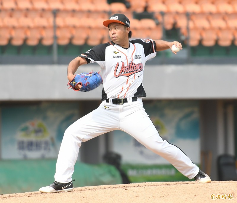 統一二軍先發投手知念廣彌。（記者黃志源攝）