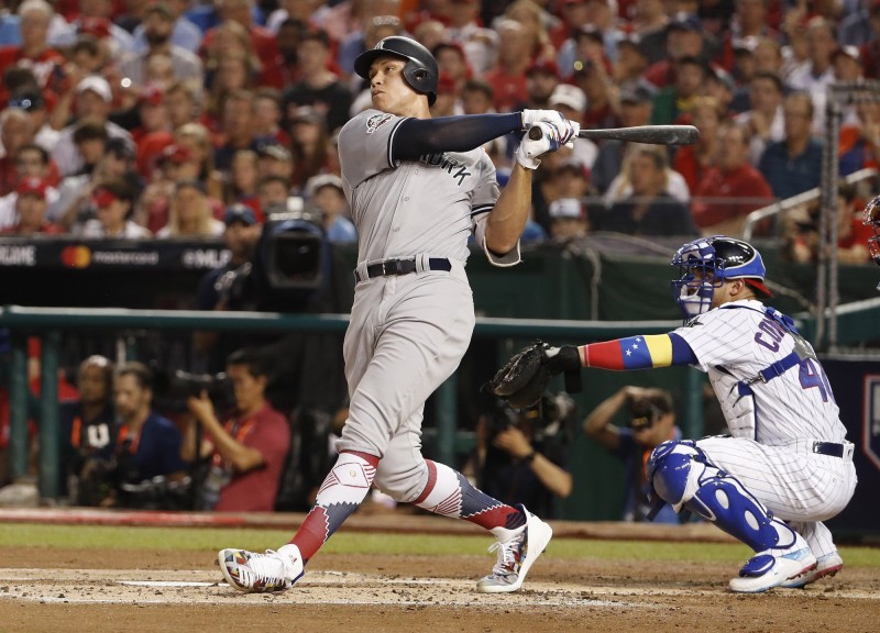 賈吉擊出本場第一發全壘打。（歐新社）