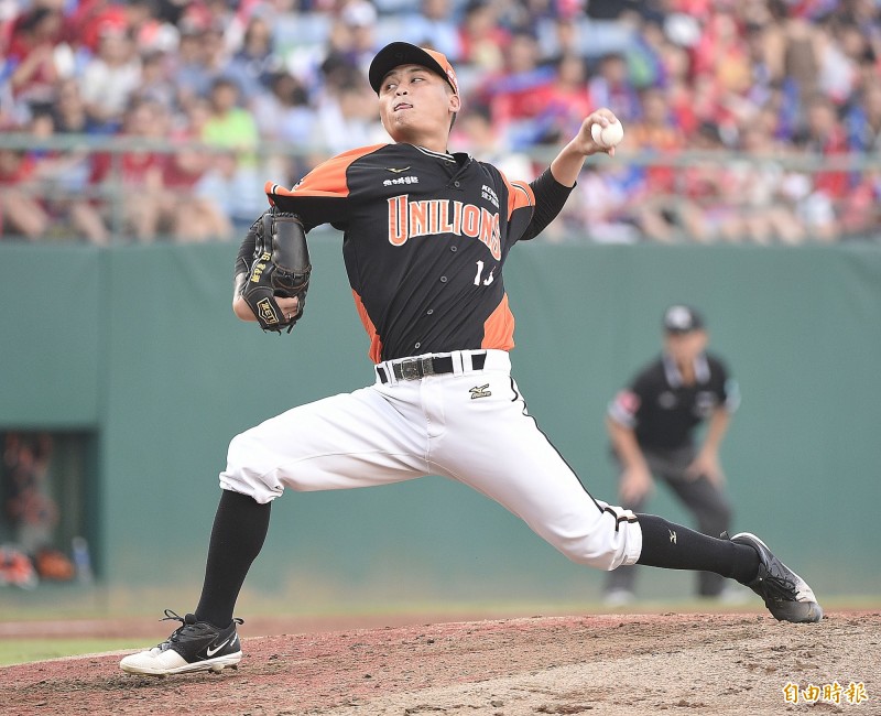 統一獅先發投手江辰晏。（記者陳志曲攝）