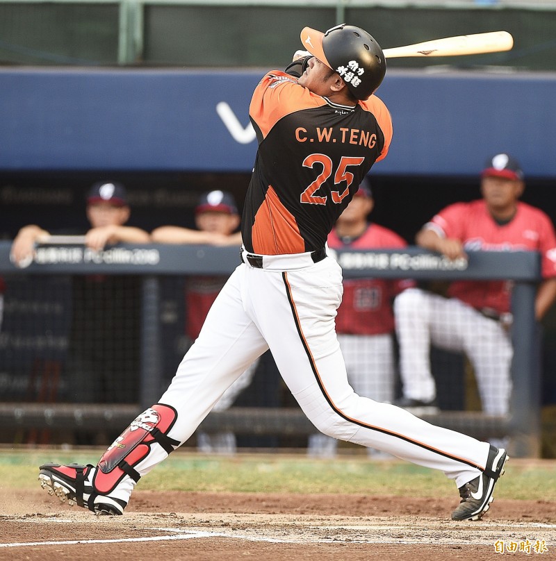 鄧志偉生涯首次單場三響砲。（記者陳志曲攝）