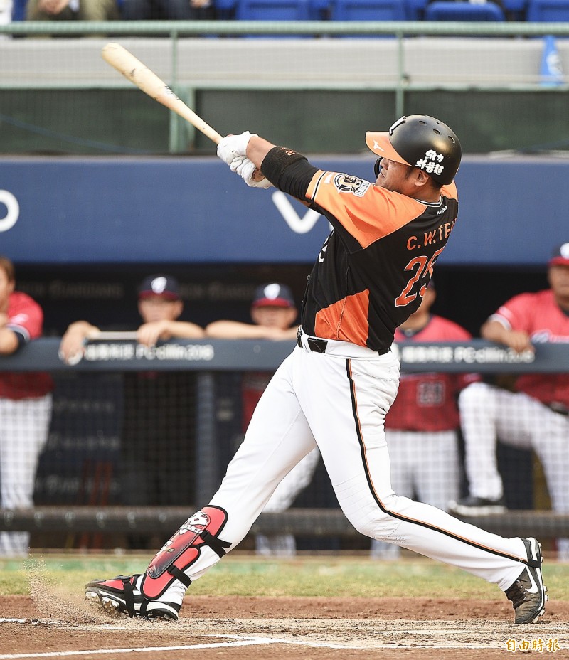 統一獅鄧志偉單場三響六支六猛打賞。（記者陳志曲攝）