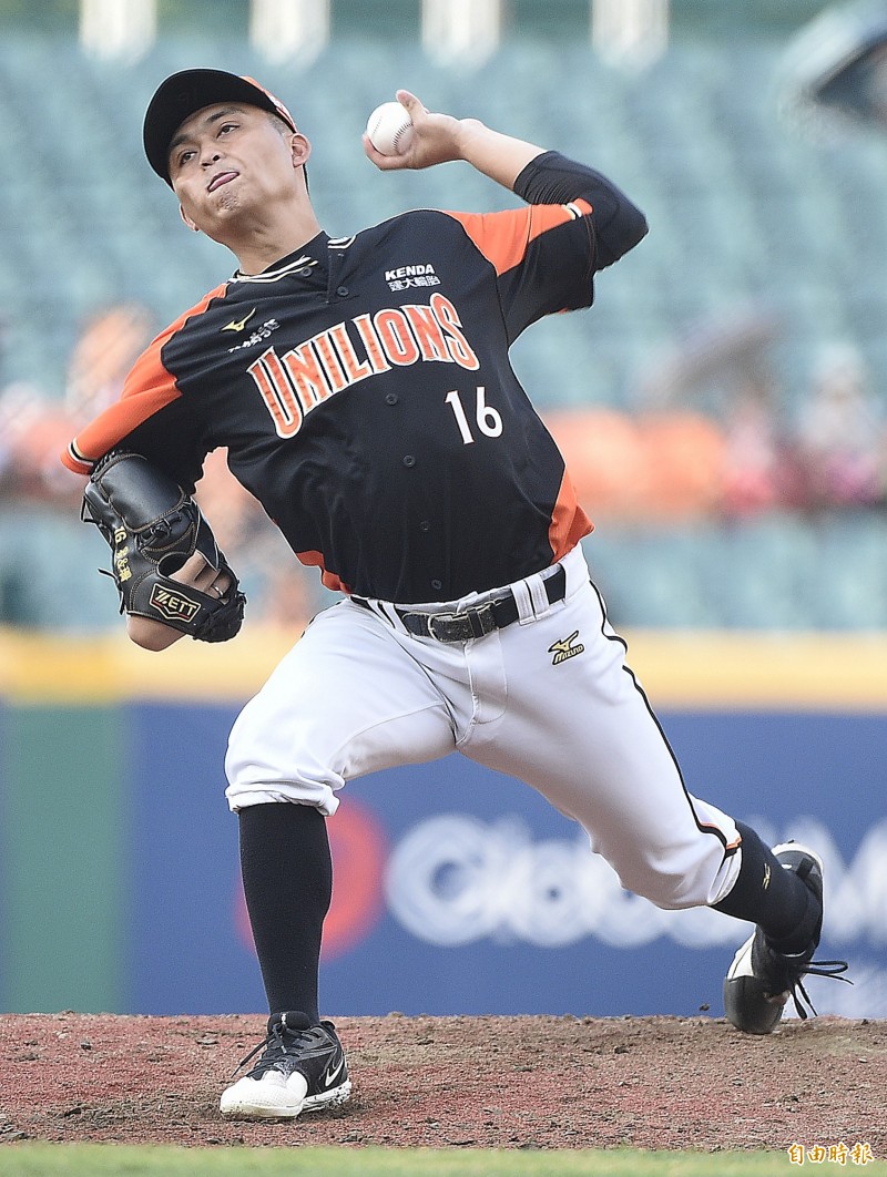 統一獅先發投手江辰晏。（記者陳志曲攝）