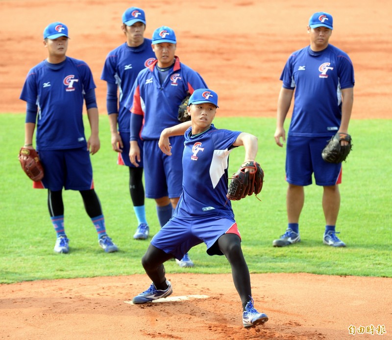 台灣棒球隊練球。（特派記者林正堃攝）