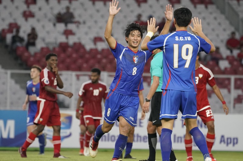 第74分鐘，中華隊吳彥澍遠射破門。（足協提供）