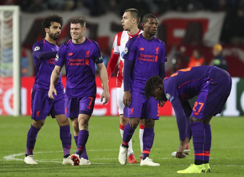 利物浦輸球後讓出C組龍頭。（歐新社）