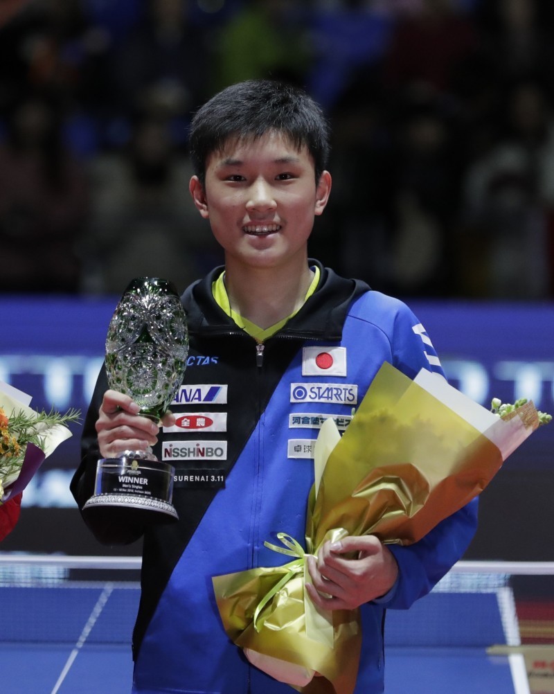 張本智和日前以15歲之齡在年終賽封王。（資料照，美聯社）