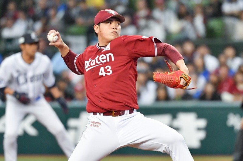 宋家豪今天0.2局無失分，送出1K。（圖片取自樂天官網）