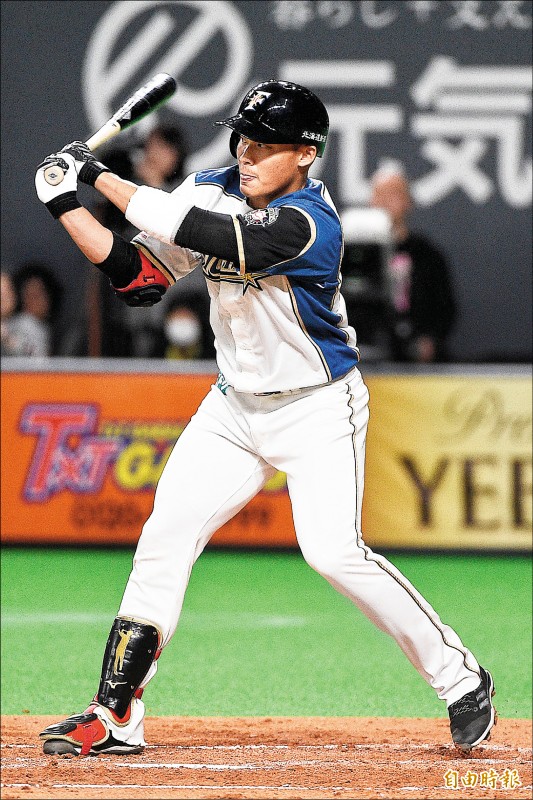 王柏融昨傷癒後首次守備，全場繳雙安表現，其中一支棒打同胞。（資料照，記者陳志曲攝）