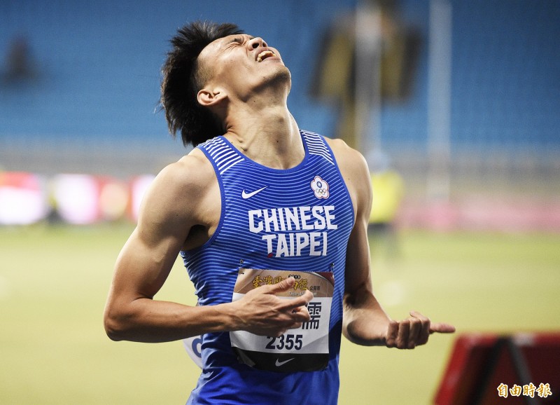 台灣選手陳奎儒飆出本季、生涯最佳的13秒34，距離2020年東京奧運參賽標準仍有0.02秒之差。（記者陳志曲攝）